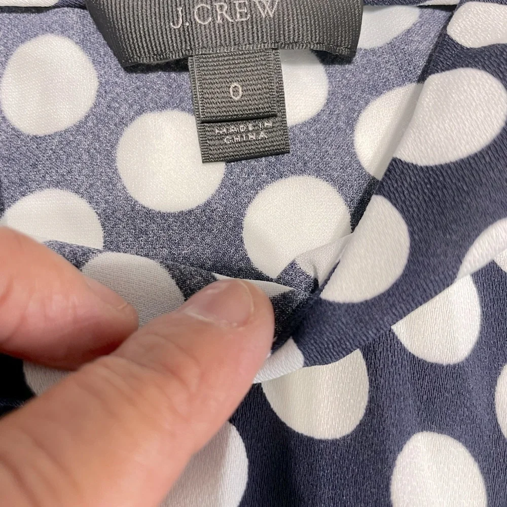 J. Crew Navy and white polka dot crepe camisole size 0